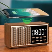 FM Radio Alarm Clock with Wireless Charger