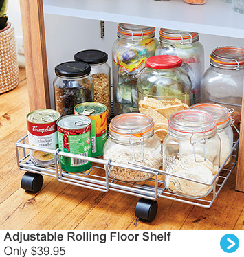 Adjustable Rolling Floor Shelf