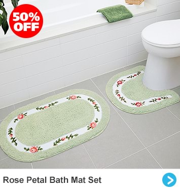 Rose Petal Bath Mat Set