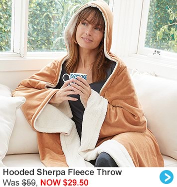 Hooded Sherpa Fleece Throw