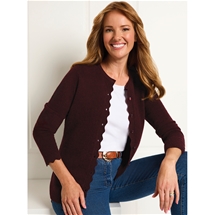 Scallop Edge Merino Wool Cardigan