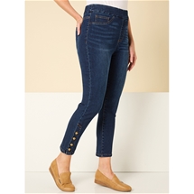 Pull On Button Hem Jeans