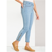 Pull On Button Hem Jeans