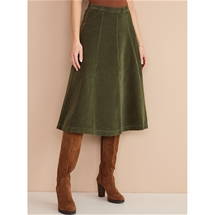 Panelled Velvet Cord Skirt