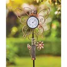 Butterfly Rain Gauge and Thermometer