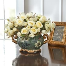 Ceramic Vase with Faux Roses