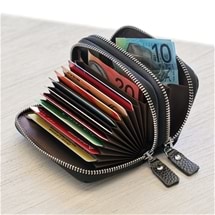 RFID Twin Zip Leather Wallet