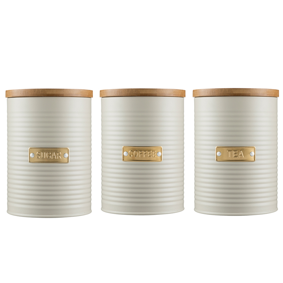 Typhoon Living Tea Coffee Sugar Canister Set 1.4L Oatmeal Innovations