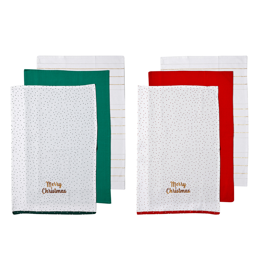 Ladelle Joyful Assorted Merry Christmas 3pk Kitchen Towel Innovations