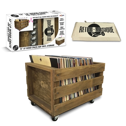 12" Wooden LP Crate with Wheels